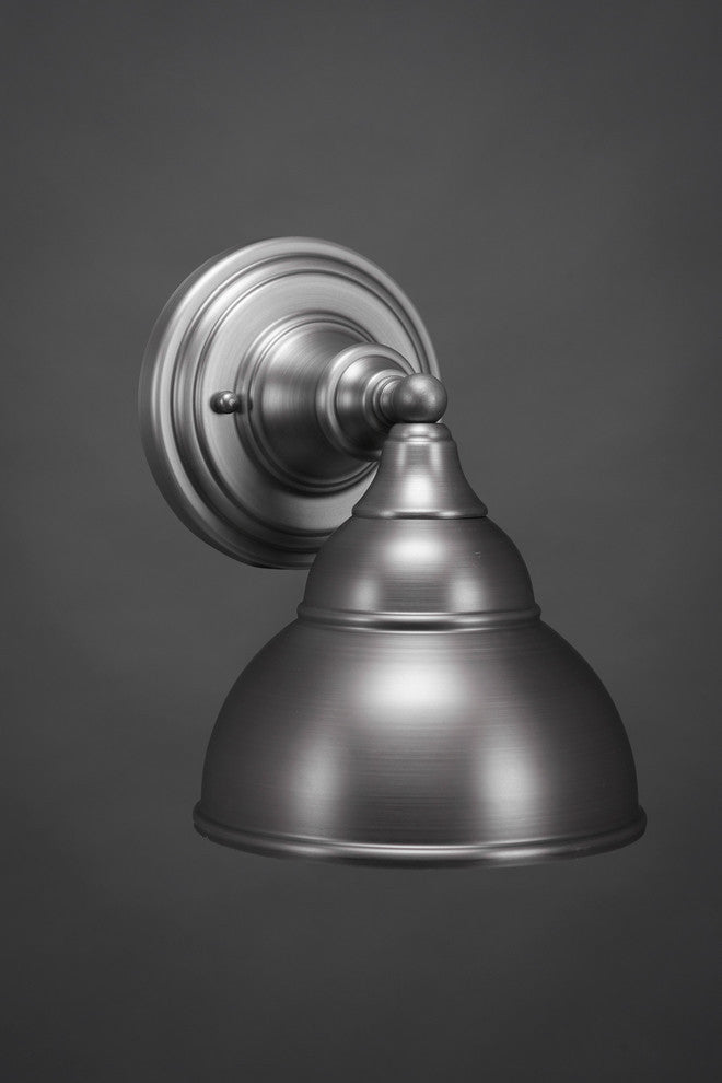 1-Light Wall Sconce, Brushed Nickel/Brushed Nickel Double Bubble Metal Shade