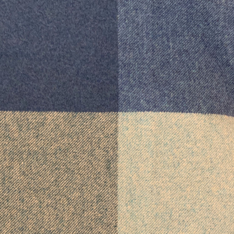 Plutus Blue Squares Plaid Luxury Throw Pillow, 26"x26"