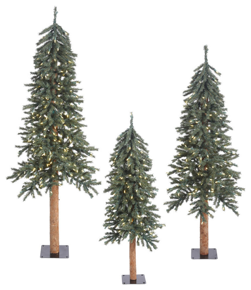 Vickerman B907384Led 4' 5' 6' Natural Christmas Tree Set, Warm White Lights