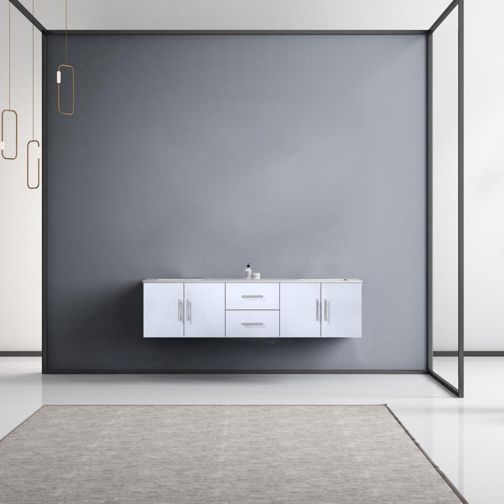 Geneva Transitional Glossy White 72" Double Vanity