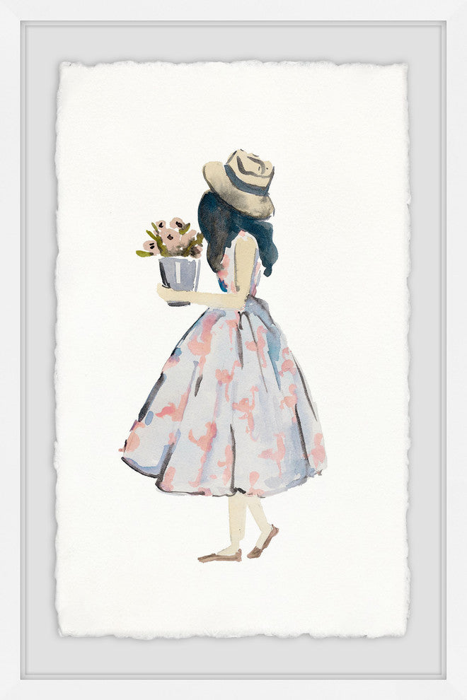 "Pink Poodle Dress" Framed Painting Print, 12"x18"
