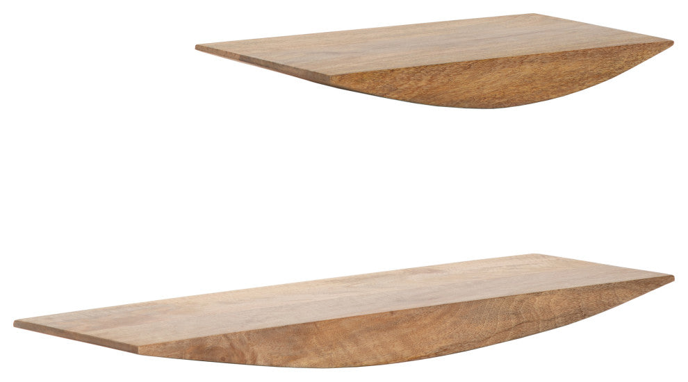 Hutch Set of 2 Wall Mounted Shelves, Natural