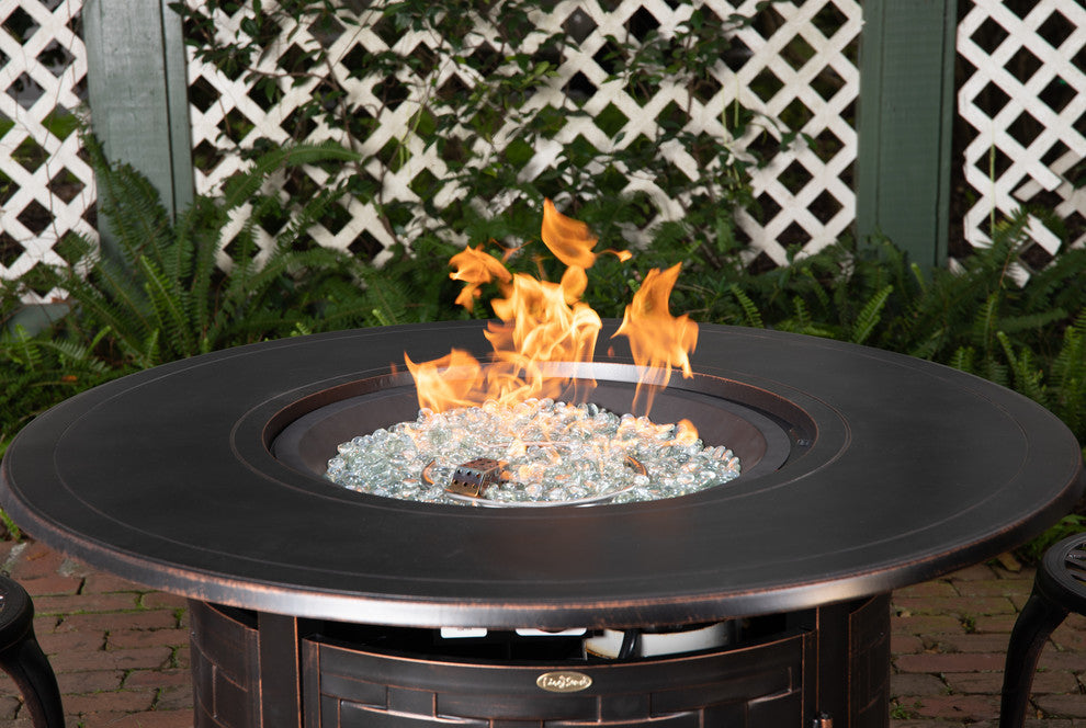 Perissa Woven Round Cast Aluminum LPG Fire Pit