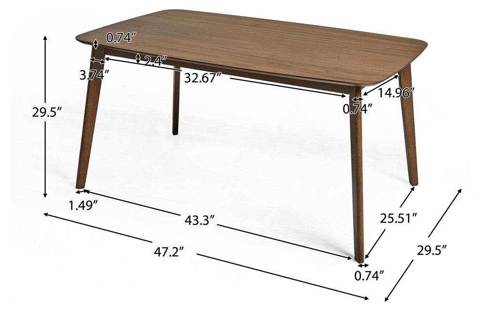 GDF Studio 5-Piece Meanda Mid Century Wood Dining Set, Dark Gray