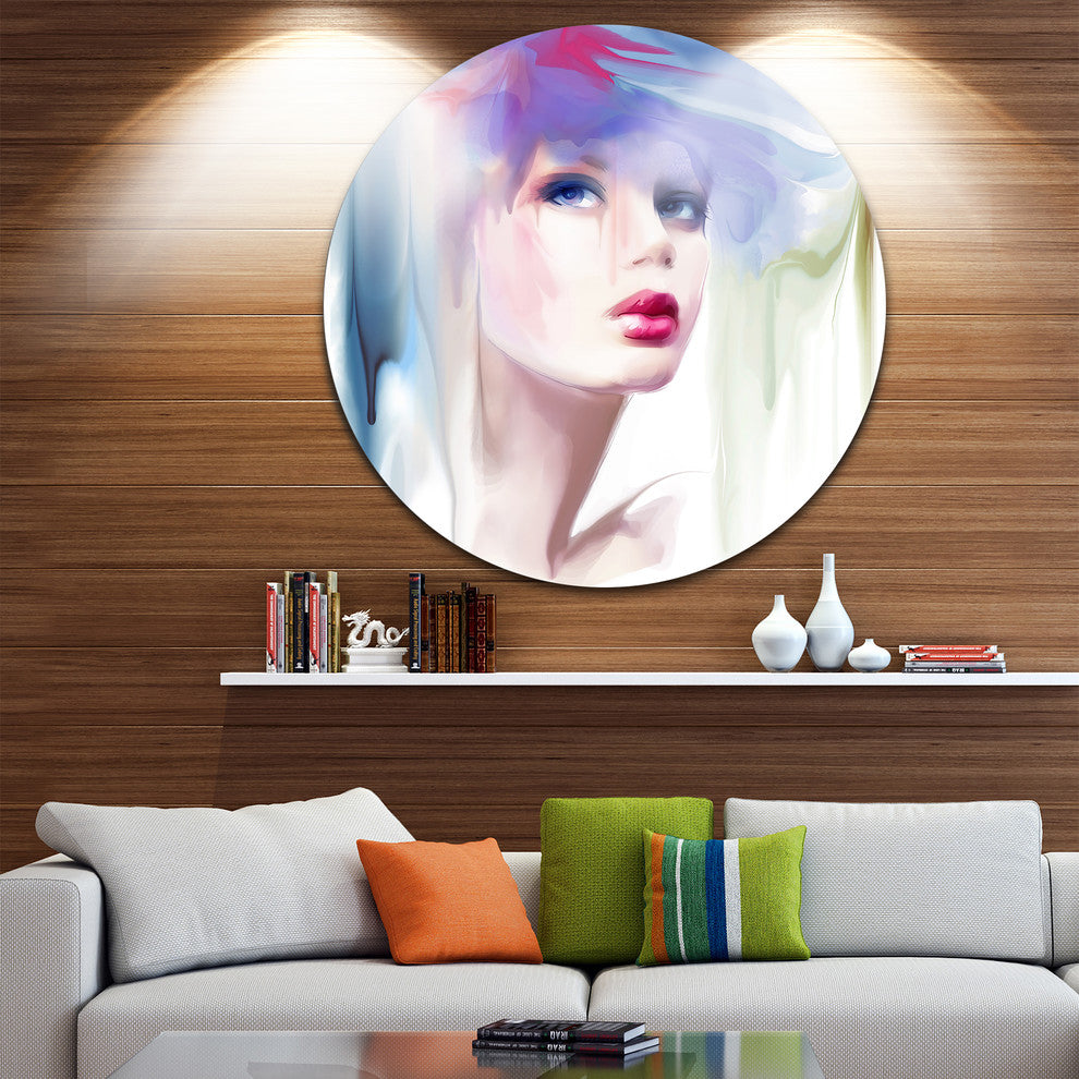 Portrait Of Beautiful Girl, Portrait Disc Metal Wall Art, 36"