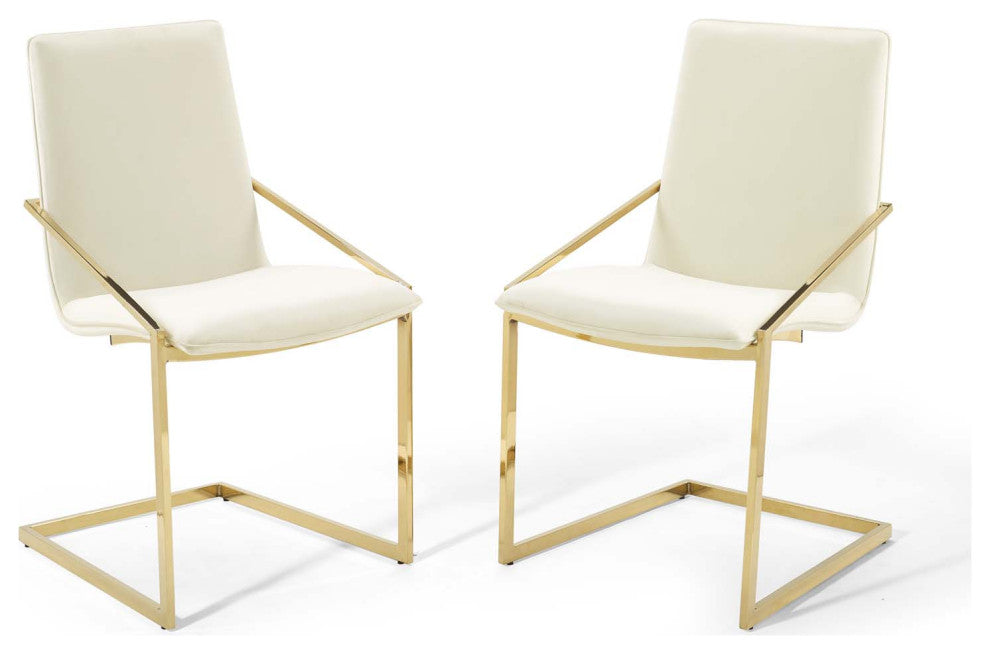 Pitch Dining Armchair Performance Velvet Set of 2 - Gold Ivory