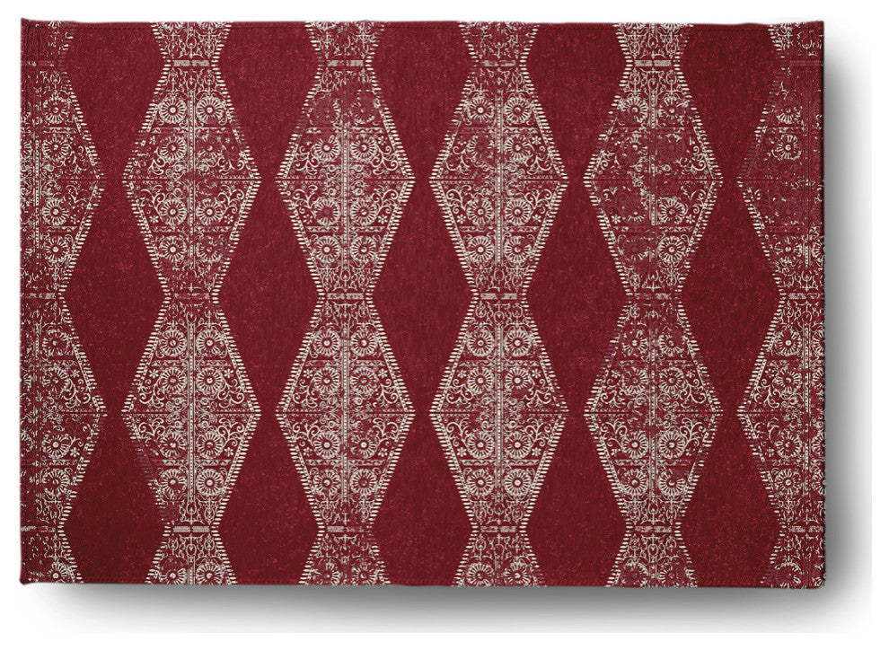 Pyramid Stripe Chenille Rug, Dark Red, 5'x7'
