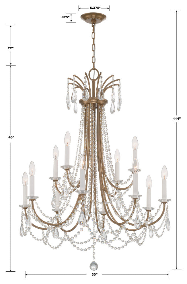 Karrington 12-Light Aged Brass Chandelier