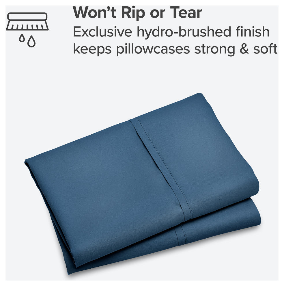 Bare Home Microfiber Pillowcases - Set of 2, Dark Blue, Standard
