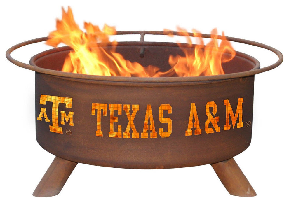 Customizable NCAA Logo Fire Pit, Rust Patina, Texas A&m