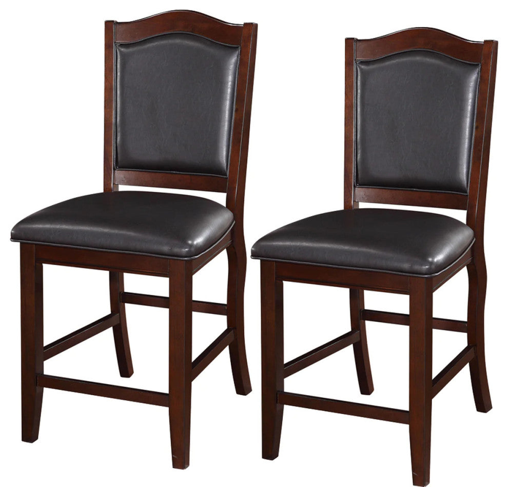 Benzara BM166594 Wooden Armless High Chair, Espresso Brown & Black, Set of 2