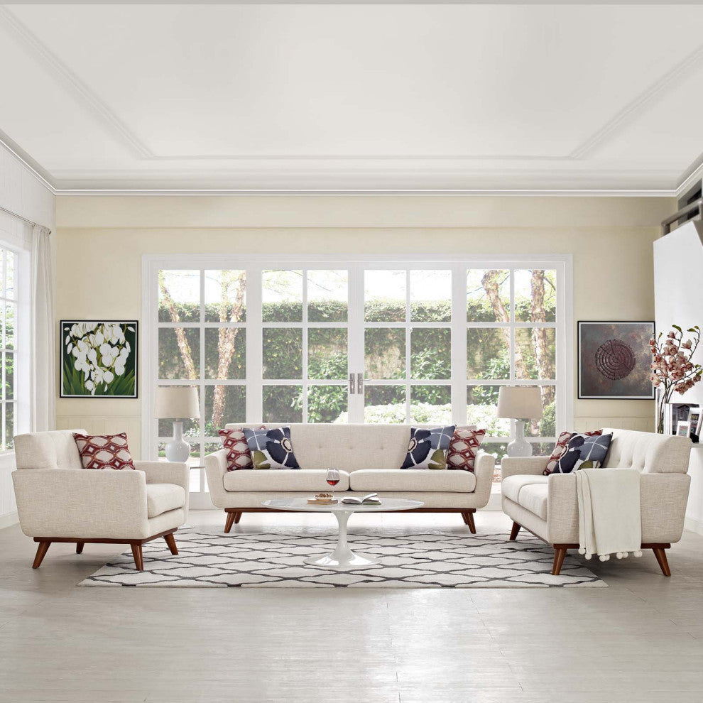 Beige Engage Sofa Loveseat and Armchair Set of 3