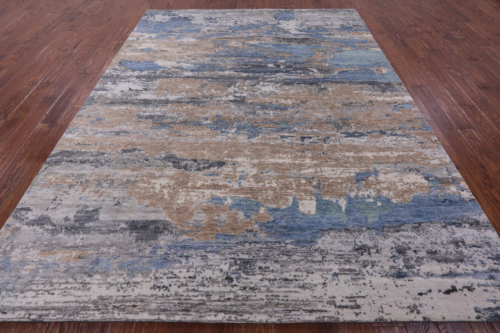 7' 11" X 10' 1" Wool & Silk Modern Handmade Rug - Q15532