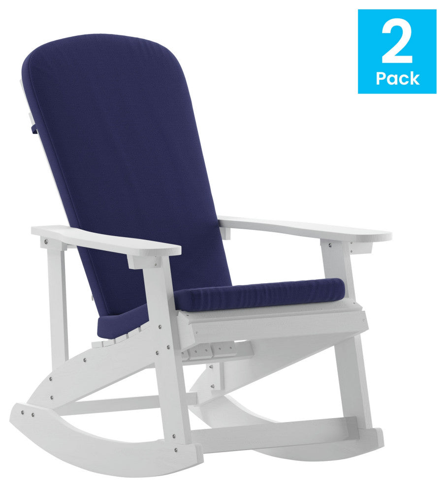 2PK White Chairs-Blue Cushions