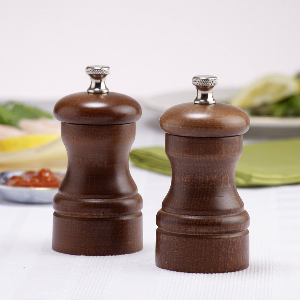 Chef Specialties Pro Series Capstan Pepper Mill and Salt Mill Set, 4", Walnut
