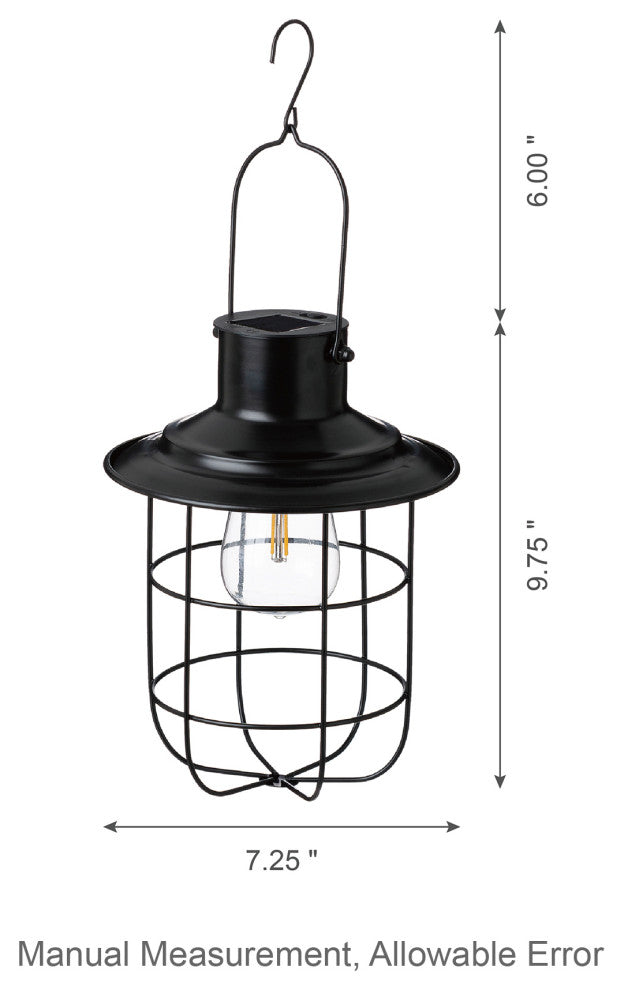 Metal Wire Solar Powered Hanging Lantern, 2-Piece Set