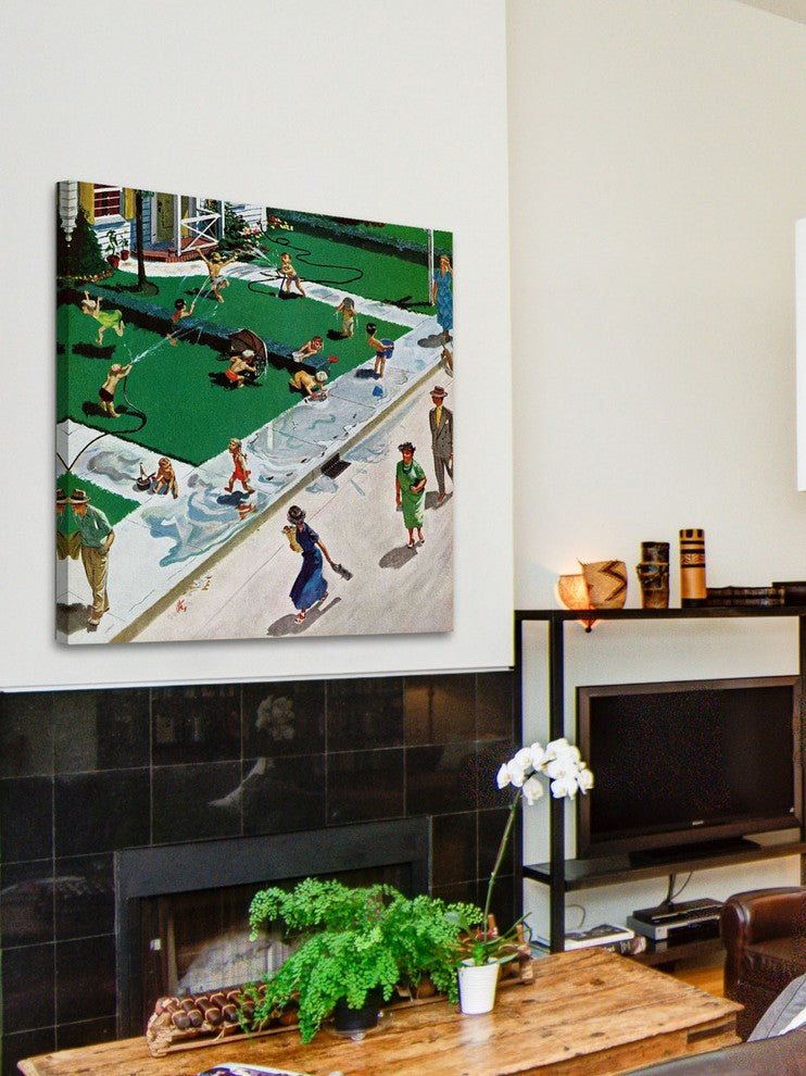 "Water Fight" Painting Print on Canvas by Thornton Utz