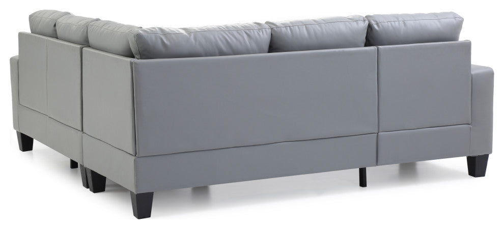 Kidd Sectional, Gray Faux Leather