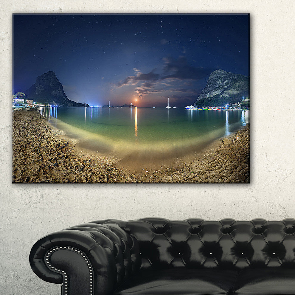 "Beach With Lunar Path" Seashore Photography Canvas Print, 1 Panel, 60"x28"