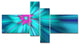 Rotating Blue Fireworks, Floral Canvas Art Print, 60"x32", 4 panels