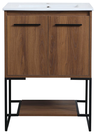 24" Single Bathroom Vanity, Walnut Brown