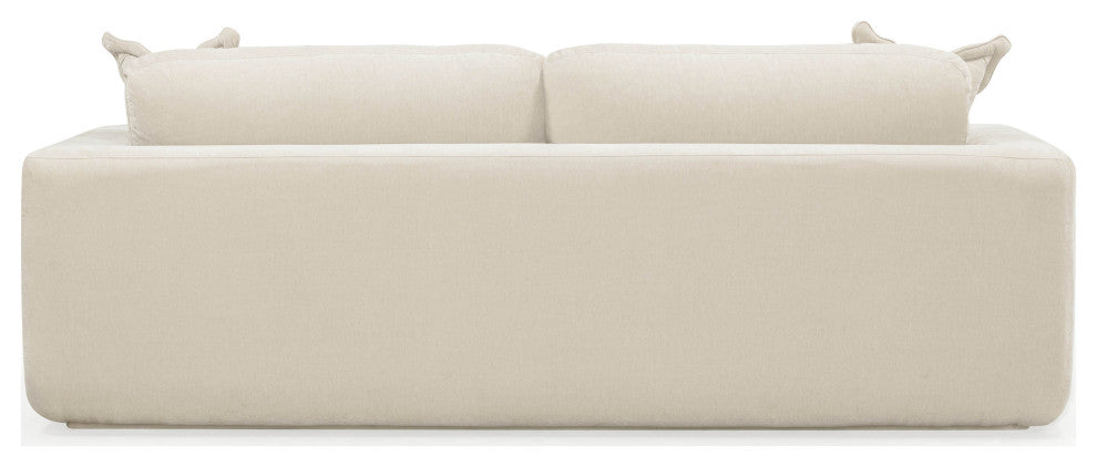 Miri Cream Upcycled Washed Velvet Sofa, Cream