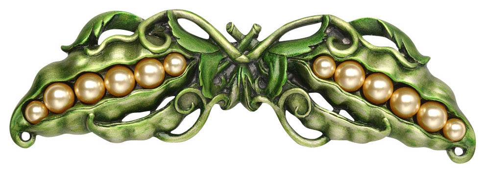 Pearly Peapod Pull Antique Brass, Pewter Hand Tinted