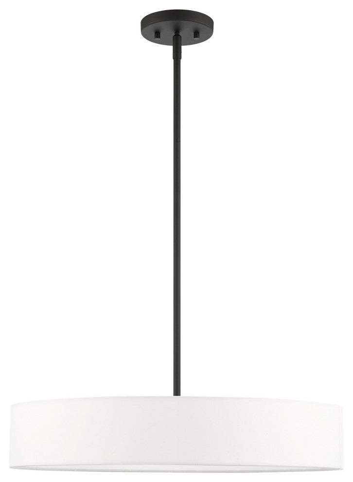 Livex Lighting Venlo 4 Light Black, Brushed Nickel Accents Medium Drum Pendant