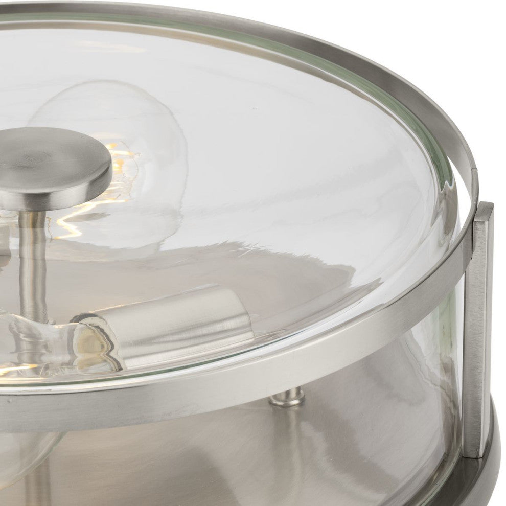 Gilliam Collection 12-5/8" Two-Light Brushed Nickel Flush Mount