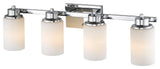 Scarlett 4-Light Chrome Finish Bath Vanity-Light Etched White Glass 29"