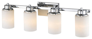 Scarlett 4-Light Chrome Finish Bath Vanity-Light Etched White Glass 29"