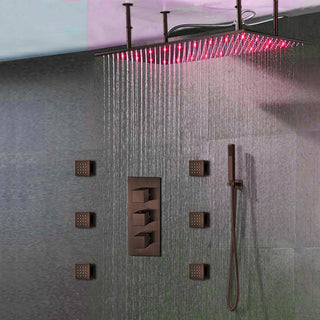 Martinique 20"X40" Large Oil Rubbed Bronze Solid Brass LED Rain Shower Head