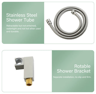 Concealed Ceiling Shower Head With Handheld Shower, Hose and Arm, Brushed Nickel