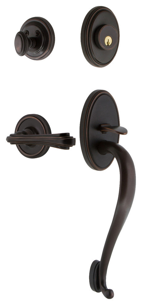 Classic Plate S Grip Entry Set Fleur Lever, Timeless Bronze, 2-3/8", Left