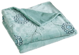 Sequin Embroidered Throw Blanket, Harbor Grey