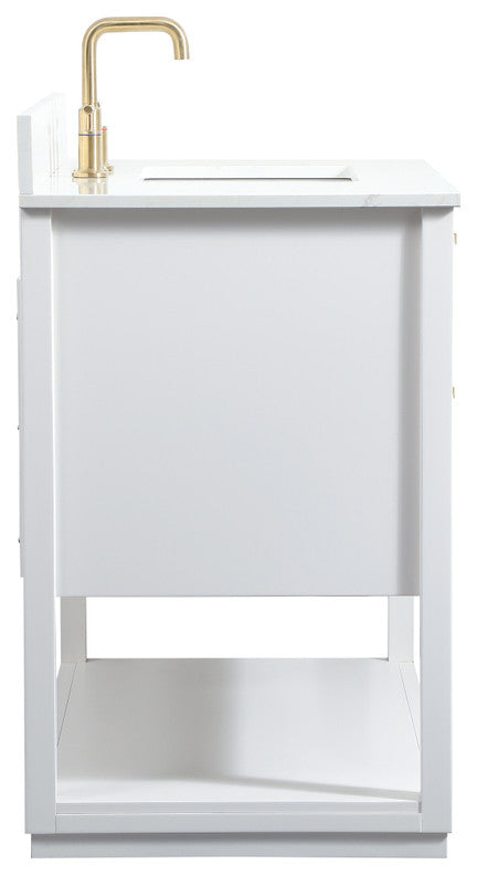 42" Single Bathroom Vanity, White, With Backsplash