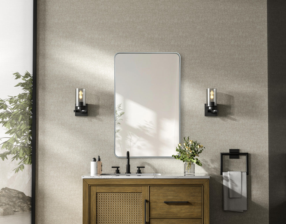 Home Living Contour Metal Rectangle Mirror 30x48, Silver