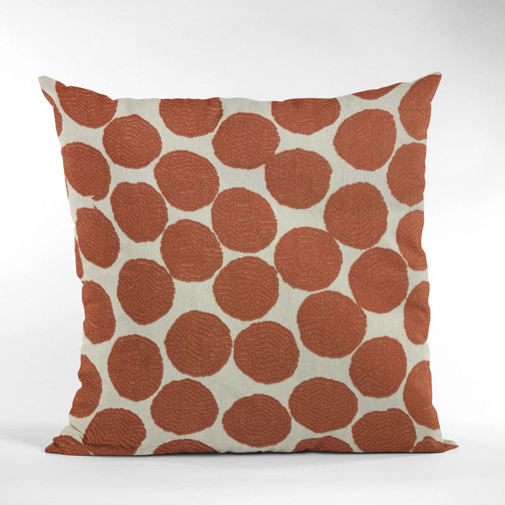 Plutus Red Beige Tomato Dot Luxury Throw Pillow, 16"x16"