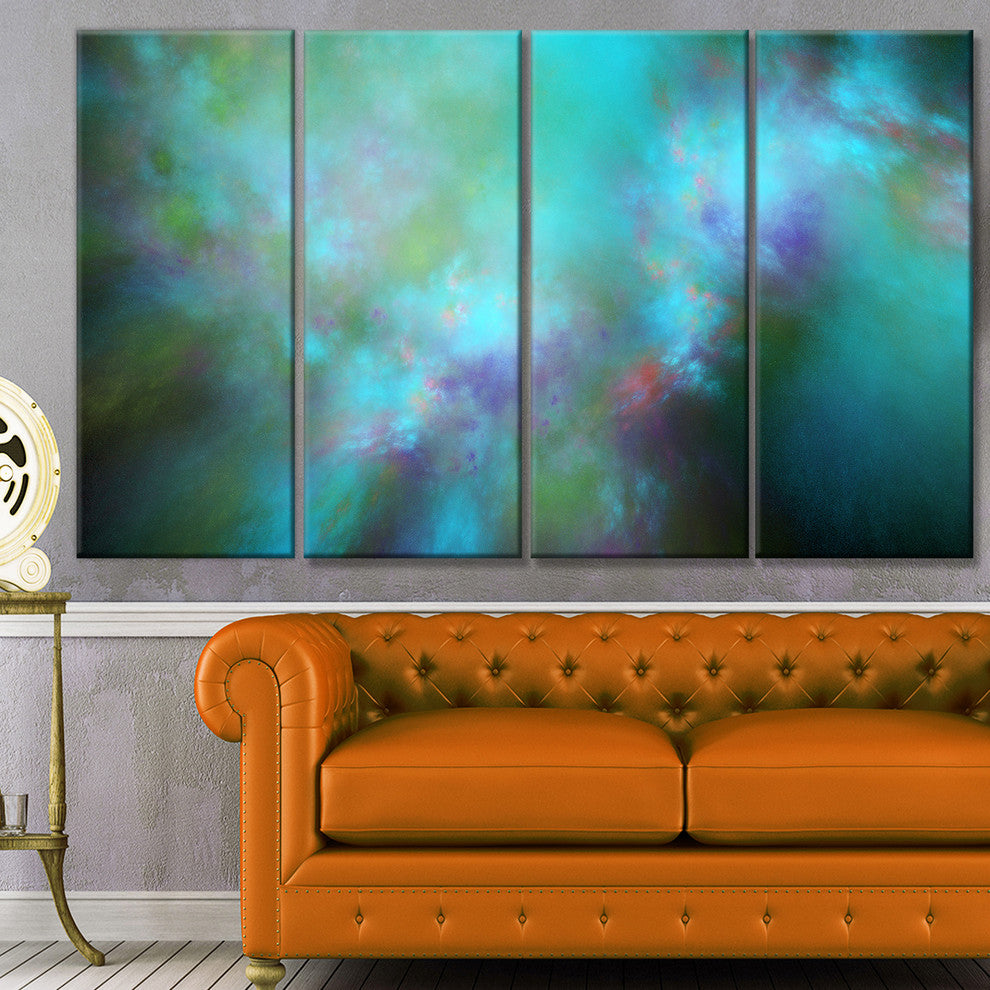 Perfect Blue Starry Sky, Abstract Canvas Wall Art, 48"x28", 4 Panels