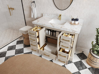 Charlotte 48" Single Sink Bath Vanity in Fine Grain 2" Carrara Marble