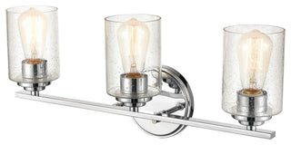 3-Light 22" Bathroom Vanity Light Clear Seedy Glass, Chrome
