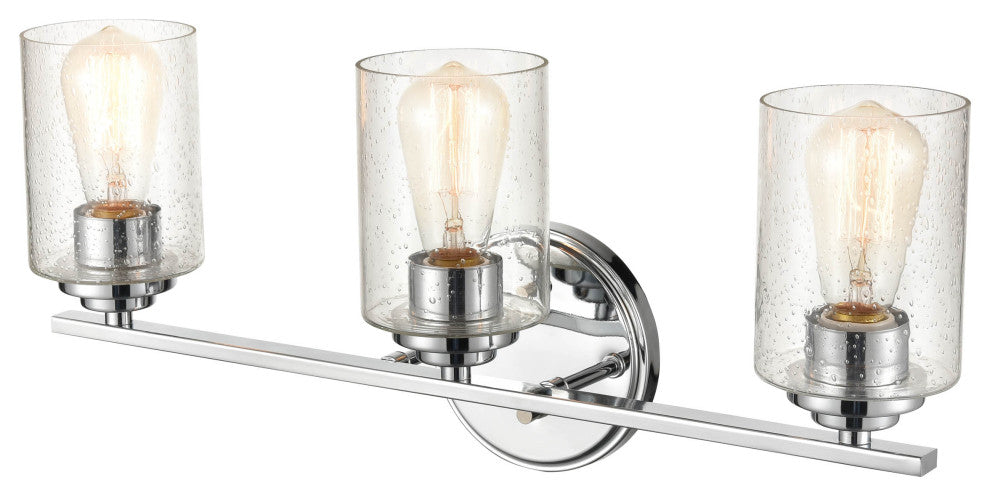 3-Light 22" Bathroom Vanity Light Clear Seedy Glass, Chrome