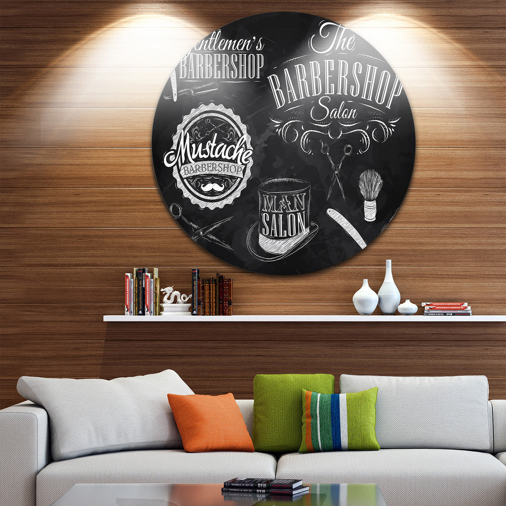Set Barbershop, Digital Art Round Wall Art, 23"