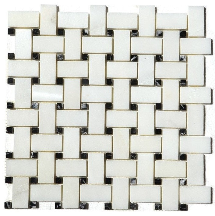 Premium Basketweave Mosaic Tile, Arabescato Carrara, 50 Sq. ft., 12"x12"