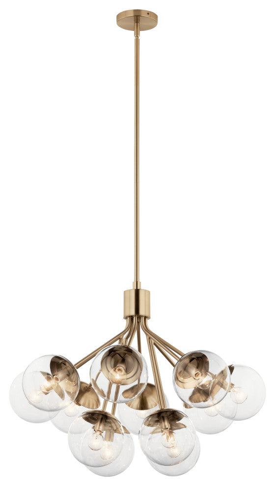 Silvarious Convertible Chandelier, Champagne Bronze Clear, 12 Light Clear