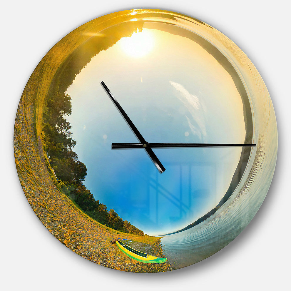 Kayak in River Little Planet Oversized Modern Metal Clock, 23x23