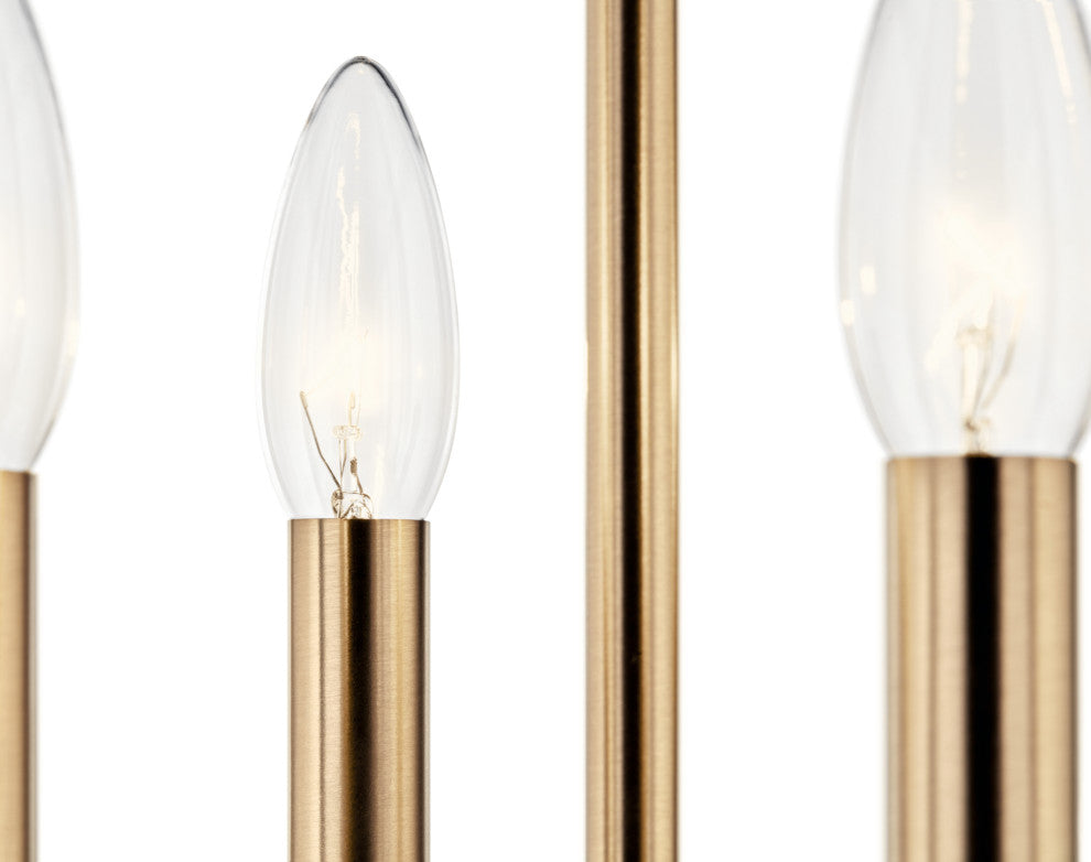 Delvin 24" 4 Light Pendant With Clear Glass, Champagne Bronze and White