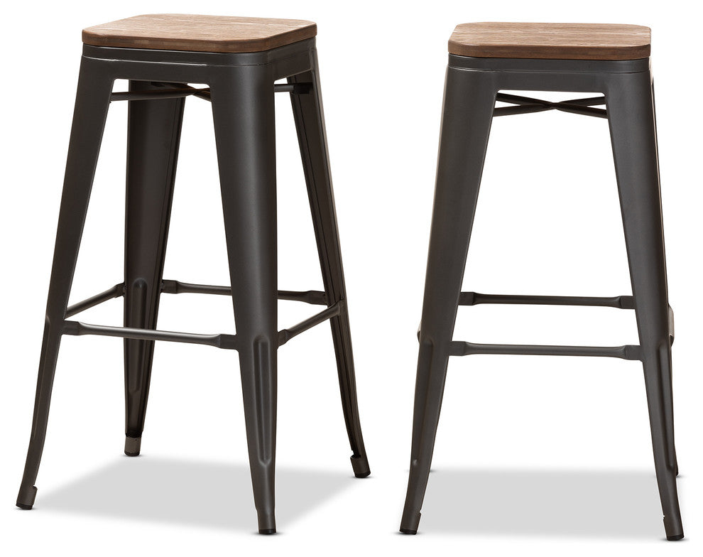 Henri Vintage Rustic Industrial Tolix-Inspired Steel Stackable Bar Sto