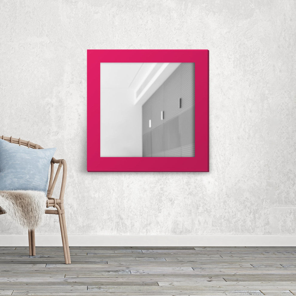 36"x36" Pop of Color Wall/Floor Mirror Art, Intense Pink