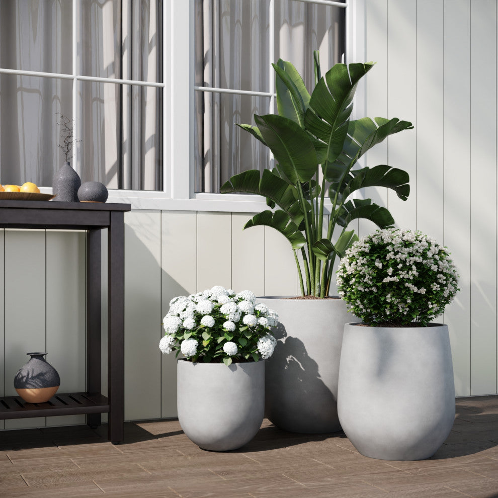 DTY Signature Mount Wilson 1-piece Fiberstone Tapered Planter, Gray, Large